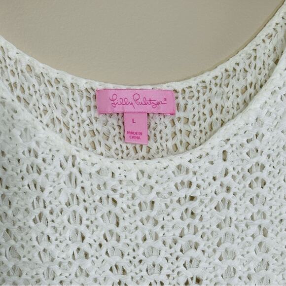 Lilly Pulitzer Lua Fringe Tank Top White Boho Beach Vacation Resortwear | Large - Picture 5 of 12